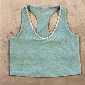 Beyond Yoga Light Blue Tank Top with White Trim